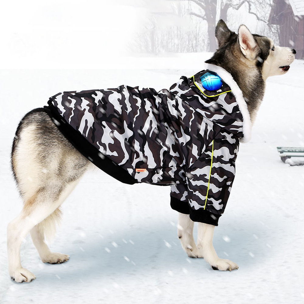 Ropa de camuflaje cálida para perro, abrigo de algodón para mascotas, chaleco grueso para perros grandes y medianos, Sudadera con capucha para Labrador: 4XL  Bust 81cm
