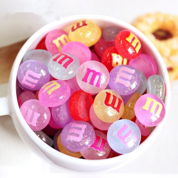 20Pcs Gemengde Kleur Kawaii Hars M Kralen Plaksteen Cabochons Voor Strikken Diy Phone Case Deco Onderdelen Plat Hars cabochon Plakboek: StyleA mixed 16mm