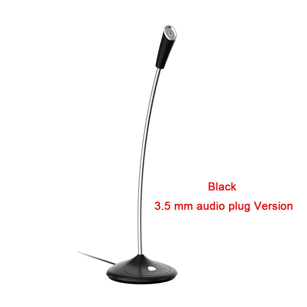 Computer 3.5mm USB Microphone 360° adjustable Studio Speech Microphone Gaming Chatting for Desktop PC Laptop USB Microphone: 3.5mm Black