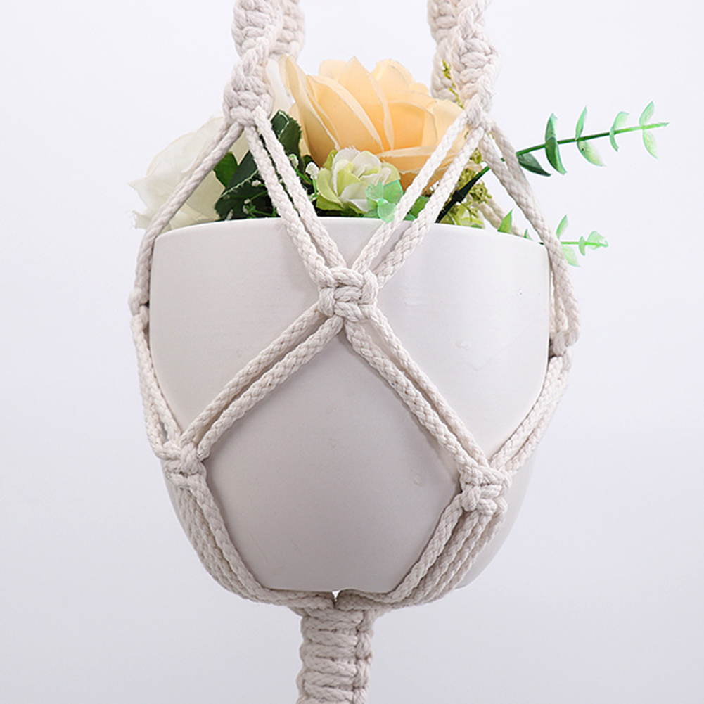 Flower Pot Net Bag Plant Hanger Handmade DIY Braided Knotted Rope Holder Home Garden Hanging Pot Basket Lanyard Decor