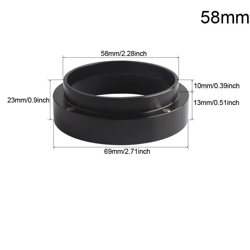1/2/Schoon Cup Filterhouder 304 Roestvrij Staal Drukloze Koffie Filter 51Mm/58Mm Mand: Black Ring 58mm