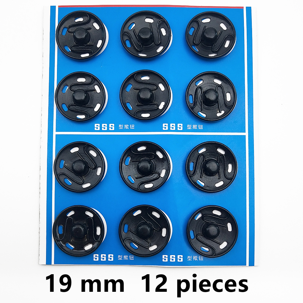 Black Round Snap Buttons Metal Press Button Fasteners Plating Stud Iron DIY Garment Bag Sewing Accessories: FR517