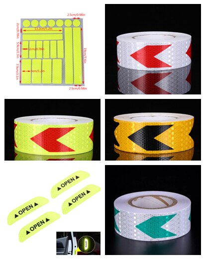 1Pcs/4Pcs Reflective Safety Warning Strip Tape Car Door Bumper Reflector Stickers Decal