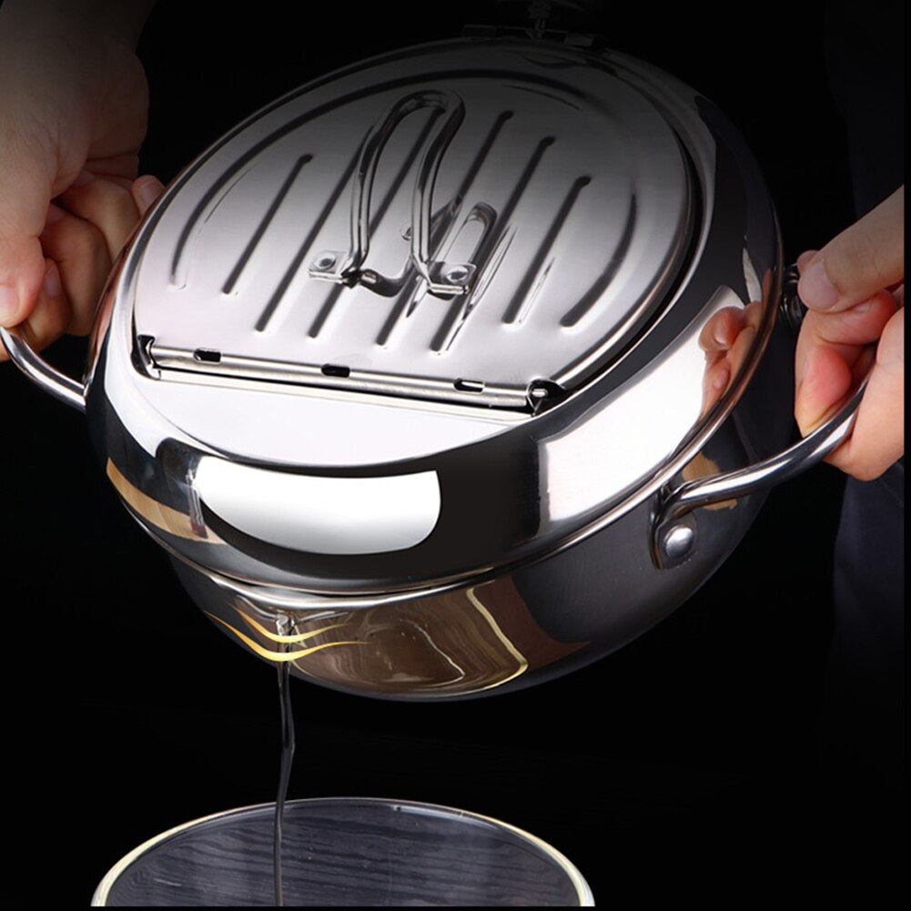 Fried Japanese Style Cooking Tools Kitchen Deep Frying Pot Thermometer Tempura Fryer Pan Japanese Style Cooker Tool