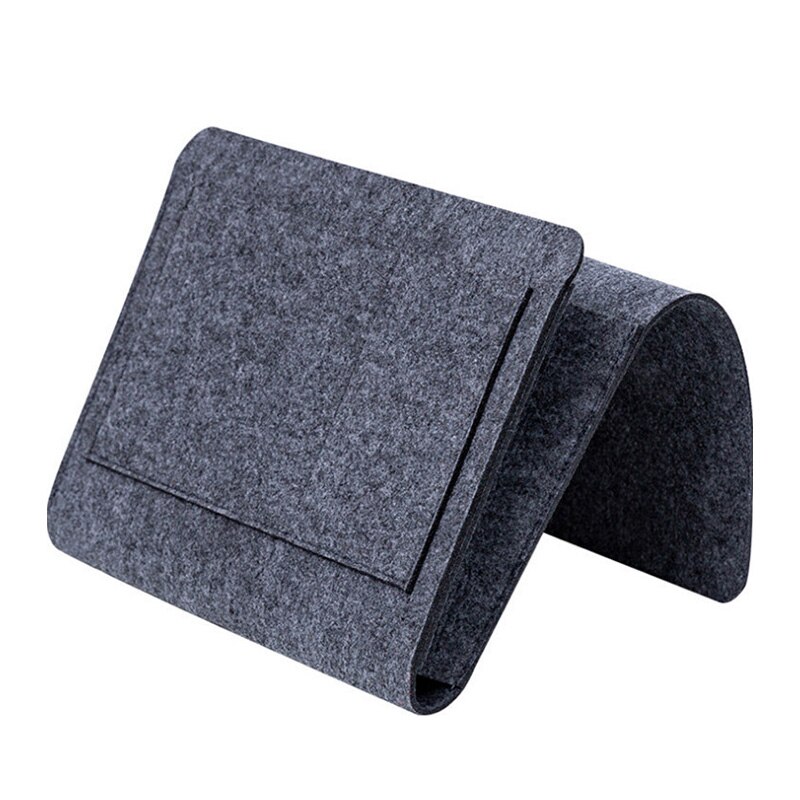 Bolsa de almacenamiento para cabecera de cama, accesorio de fieltro para colgar en la cama, con bolsillos, organizador para sofá y libros: Dark Gray