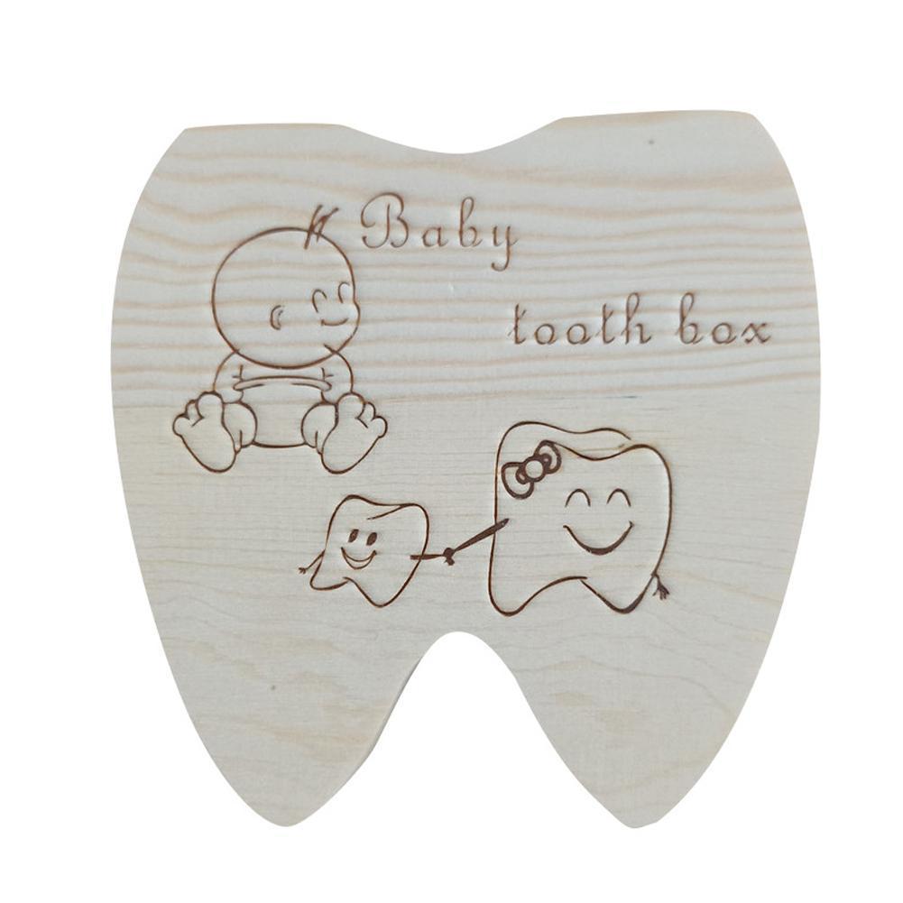 Træ babyhår mælketænder opbevaringsboks samle tand babyboks umbilica baby souvenirs spar tænder  m9 q 2