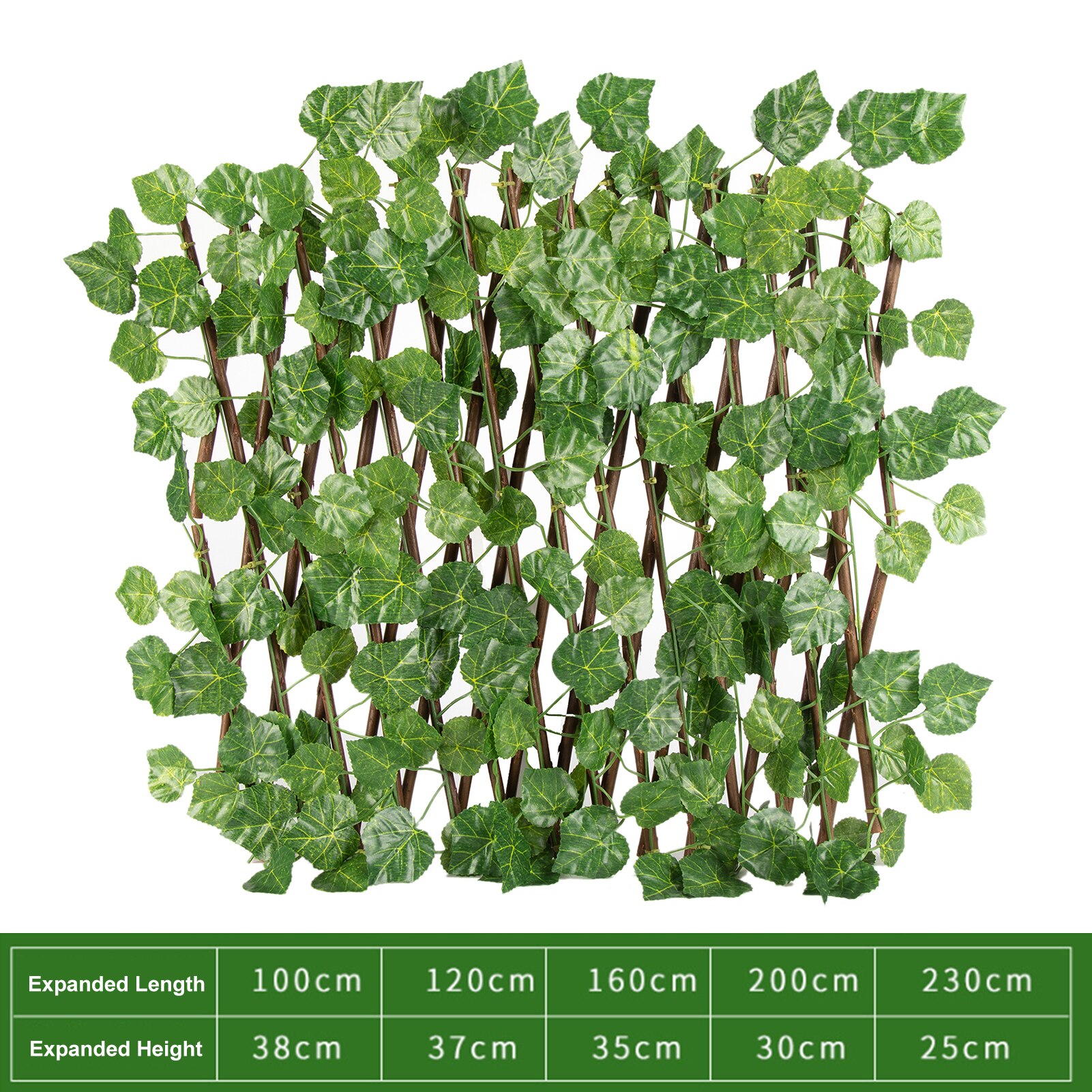 Retractable Artificial Garden Fence Expandable 40CM Faux lvy Privacy Fence Gardening Plant Wood Vines Climbing Frame Waterproof