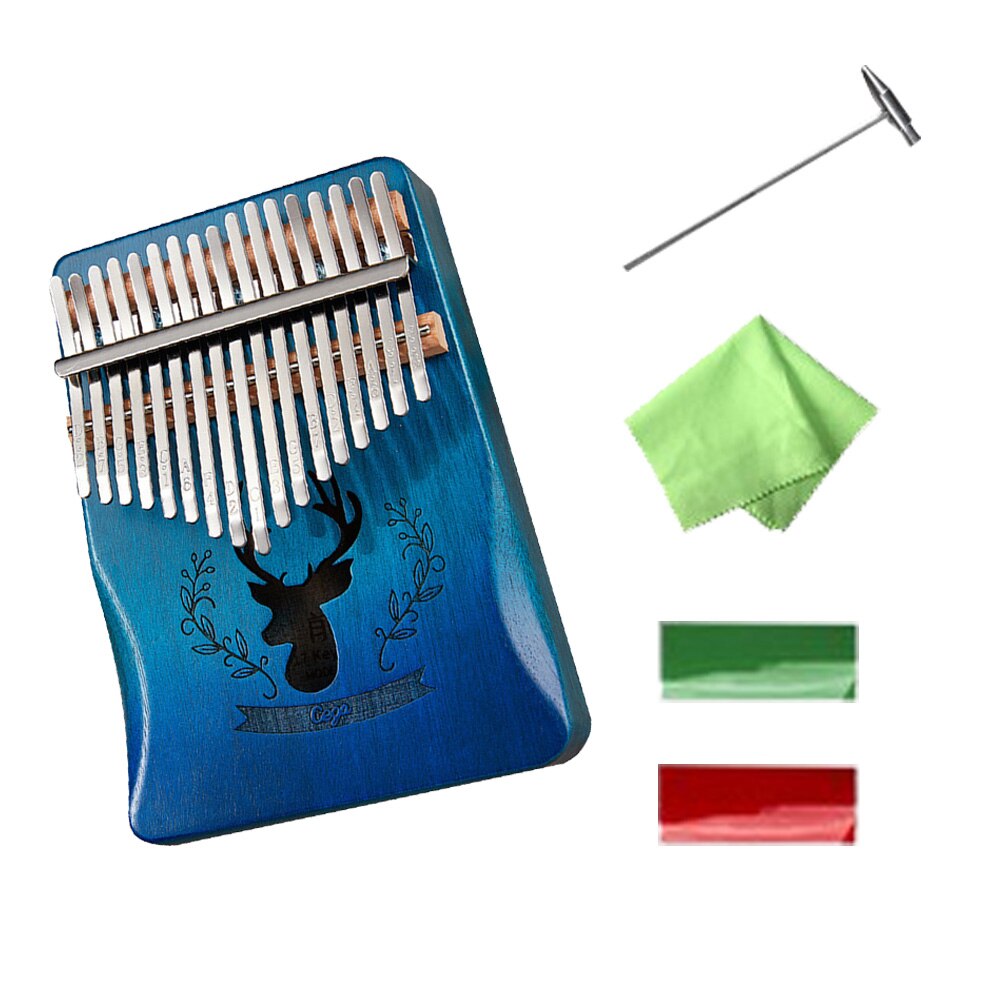 Kalimba 17 Key Thumb Piano Mahogany Wooden Mbira Musical Instrumentos Musicales 30 Key Instruments Calimba Machine Teclado: deer gradient blue