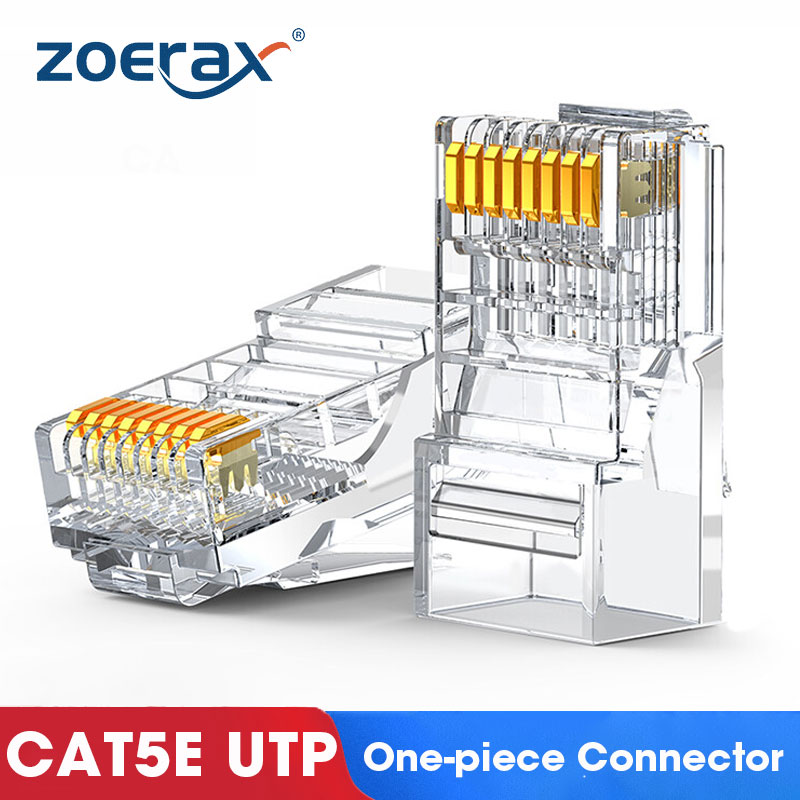 Zoerax CAT5e CAT6 Connector RJ45 Modulaire Plug Network Connectors 50μ Vergulde 1.1Mm Gat End Voor Ethernet Kabel: Oranje / 0.2M
