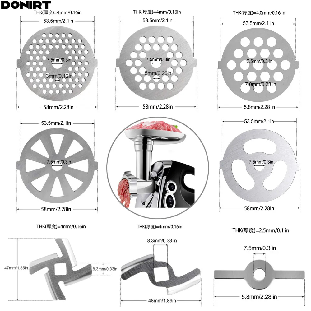Vleesmolen Rondsel Mixer Reserveonderdelen Vleesmolen Mes Roestvrijstalen rooster voor voedselmolen Accessoires Keukengereedschap