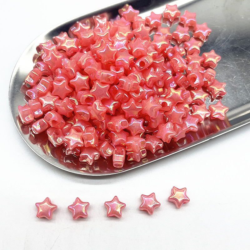 50 Uds 10mm AB colorido estrella de cinco puntas de acrílico cuentas espaciadoras sueltas para fabricación de joyería DIY accesorios hechos a mano