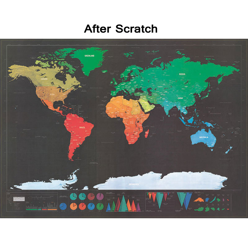Black Scratch Off Map Deco Deluxe Retro World Map Scratches Vintage Poster Decoracion School Wereldkaart Stationery Supplies
