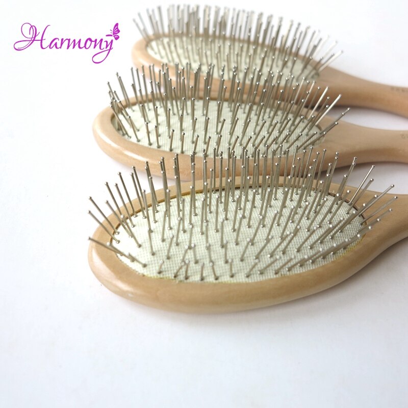 Harmonie – brosse à cheveux avec manche en bois, 20 pièces/lot, peigne de massage naturel avec dents en acier, brosse pour Extensions de cheveux, pour usage en Salon