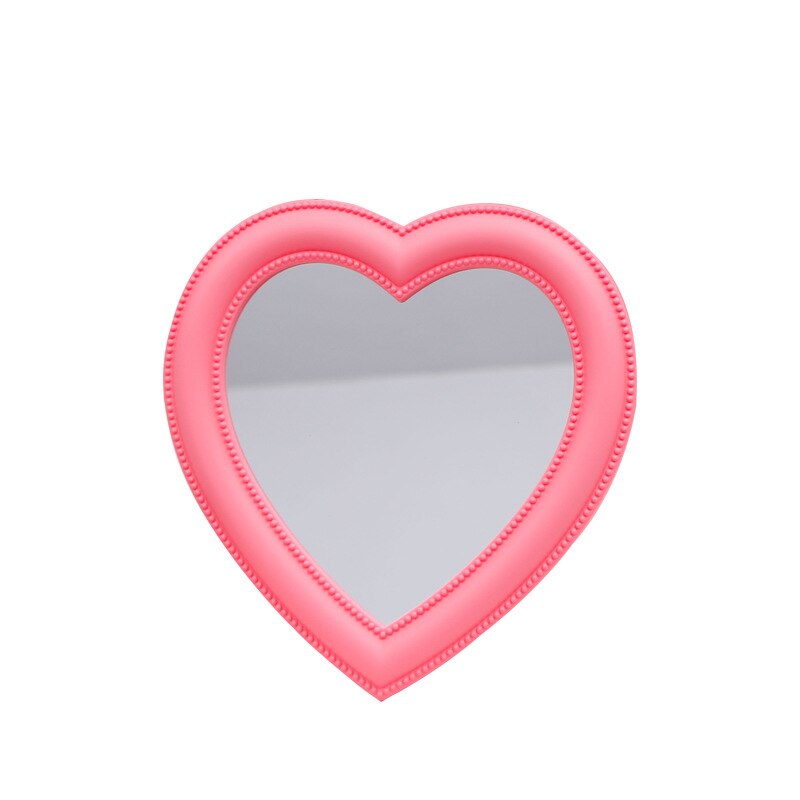 Pink Love Mirror Desktop Vanity Mirror Wall Hanging Dual Purpose Makeup Mirror Girl Room Wall Decoration Heart-shaped Mirror