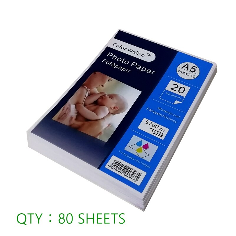 A5 blankt inkjet papir 5.82 x 8.3 tommer 20 ark/pakning 5760 dpi 240 gsm 148 x 210mm digitalt pigmentprint ensidet fotopapir: 80 ark