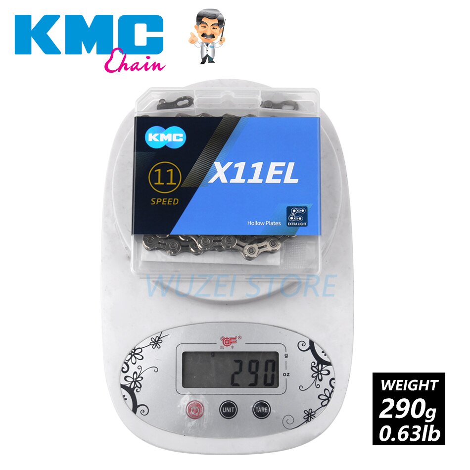 Original Boxed KMC Kette 8/9/10/11/12 Geschwindigkeit Kette X8 X9 X10 X11 X12 Z 8,3 X9L X11EL X11SL Gold/Silber MTB Rennrad Kette: X11EL 118L