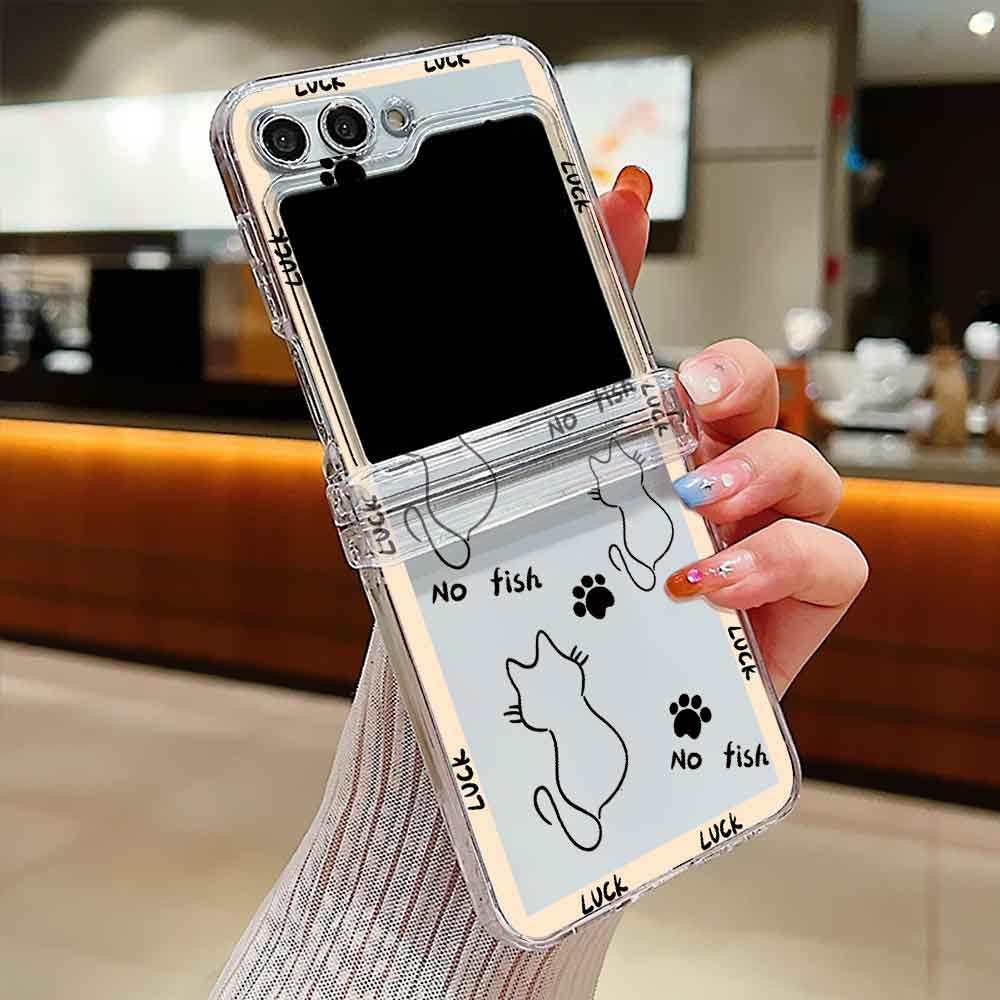 Case For Samsung Galaxy Z Flip 6 5 4 3 Transparent Hard Folding Luxury Pattern For Samsung Z Flip3 Flip4 Flip5 Flip6 Clear Cover: aluminum / Dark Grey