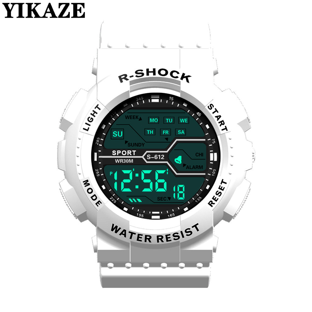 Yikaze Multifunctioneel Heren Sporthorloge Led Digitaal Horloge Grote Wijzerplaat Waterdichte Lichtgevende Heren Sporthorloge Elektronische Horloges