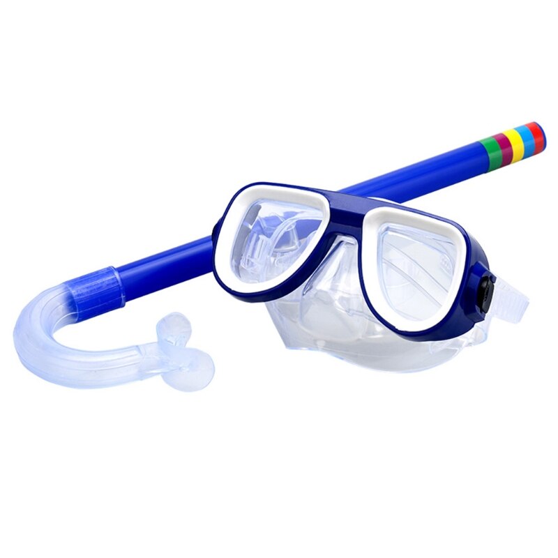 Kit de snorkel para crianças, máscara de mergulho com snorkel e óculos de natação, equipamento com tubo de seco para mergulho não tóxico: Azul
