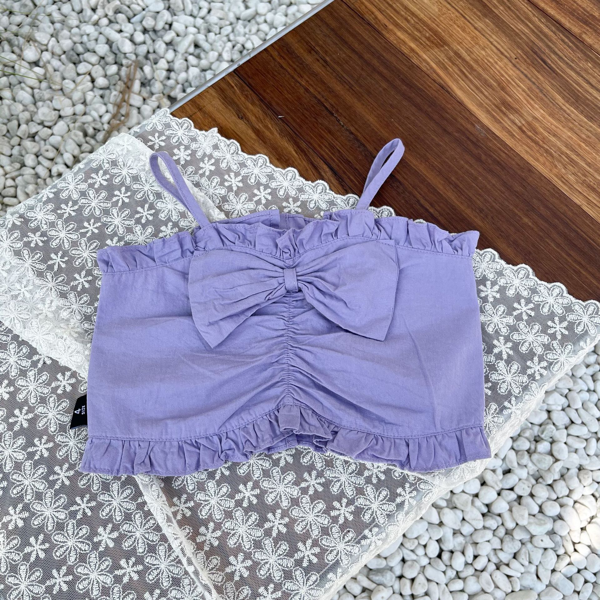 2021 neonate bambini ritaglio cotone soild bow canotta canottiera carino bambini vestiti per bambini: Viola / 130
