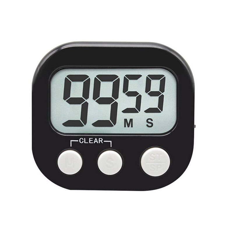 Super Thin LCD Digital Screen Kitchen Timer Square Cooking Count Up Countdown Alarm Sleep Stopwatch Temporizador Clock: Black White