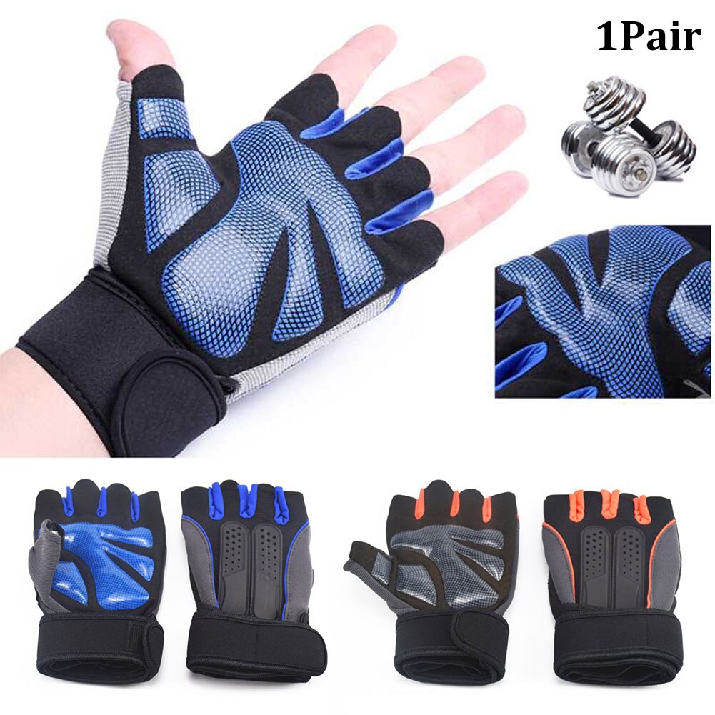 Halvfinger treningsstøtte sport anti-skli håndleddspakning menn kvinner utendørs hansker vektløfting unisex treningsstudio pustende ridning