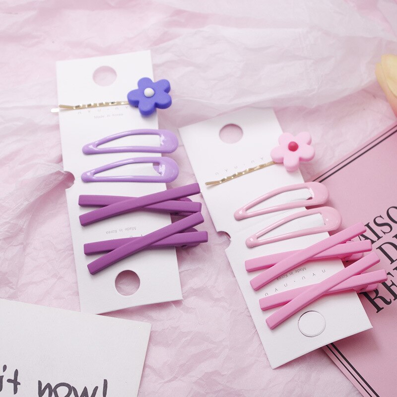 5PCS/LOT Cute Girls Hair Pins and Clips Set Baby Kids Flower Barrette Hairgrips Candy Colors Child Headwear Hair Accessories