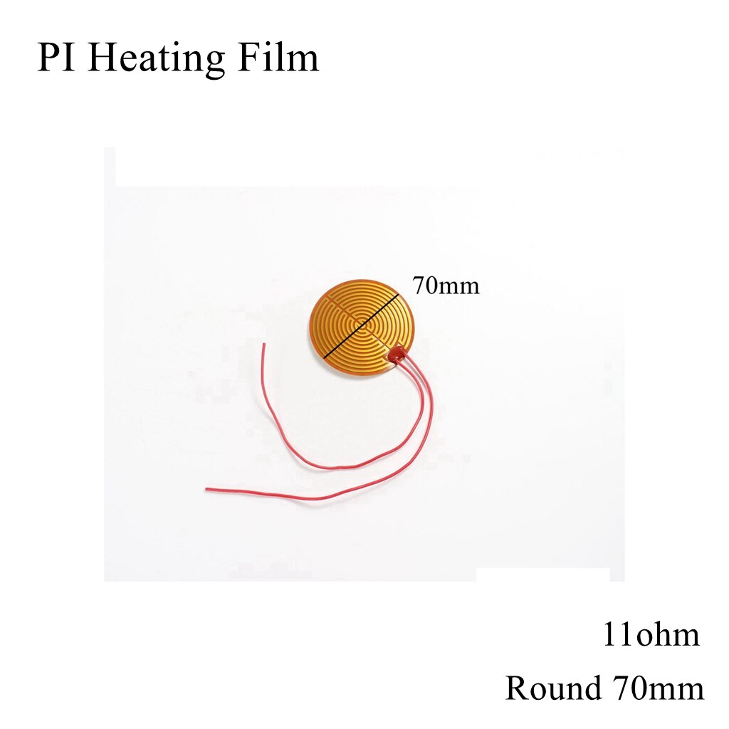 Film chauffant électrique rond, 25mm 5V 12V 24V 110V 220V PI, Film adhésif Polyimide, plaque chauffante électrique, tapis de panneau, feuille de carburant, huile moteur réservoir: Round 70mm