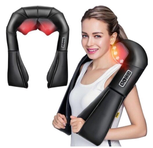 -sell Electric Neck Shoulder and Back Massage Machine Shiatsu Kneading Neck Shoulder Massage Belt: US Plug / black
