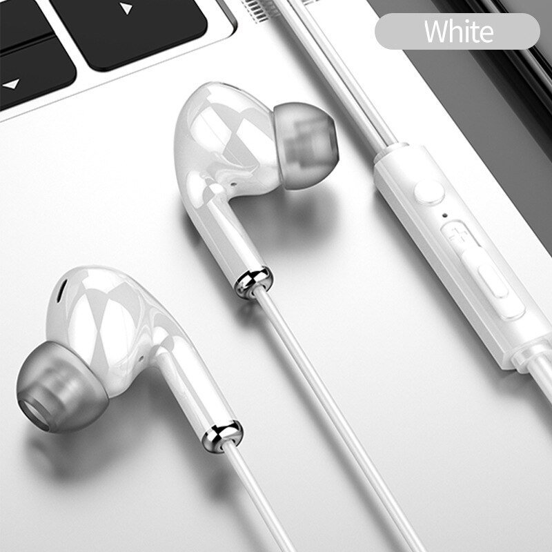 ¡Novedad! EARDECO auriculares con cable de cuatro núcleos de 3,5mm, auriculares estéreo para teléfono, auriculares con bajos, Auriculares deportivos, auriculares con cable, auriculares con micrófono y música: white