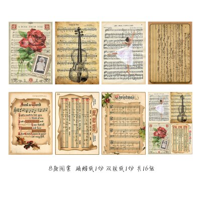 Vintage musik noter serie material papper skräp journal dekoration diy scrapbooking gammal bok sida hantverk papper: B