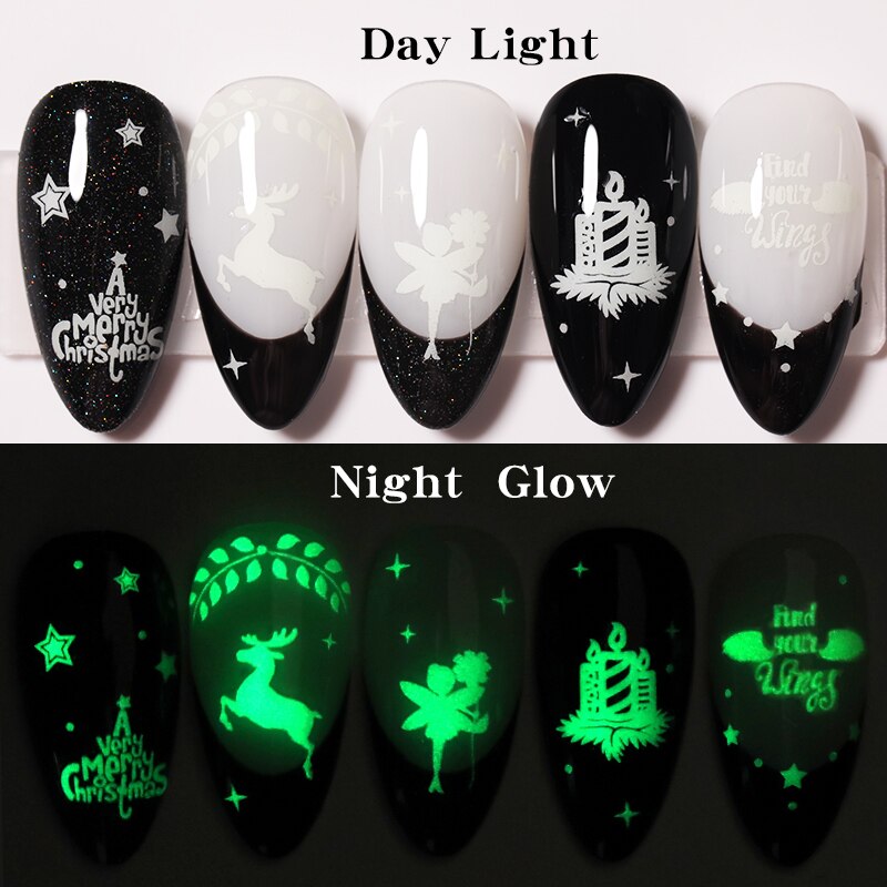 1Pc 3D noël curseur ongle autocollant décalcomanies ange flocon de neige lumineux ongle adhésif feuilles autocollants pour beauté décor
