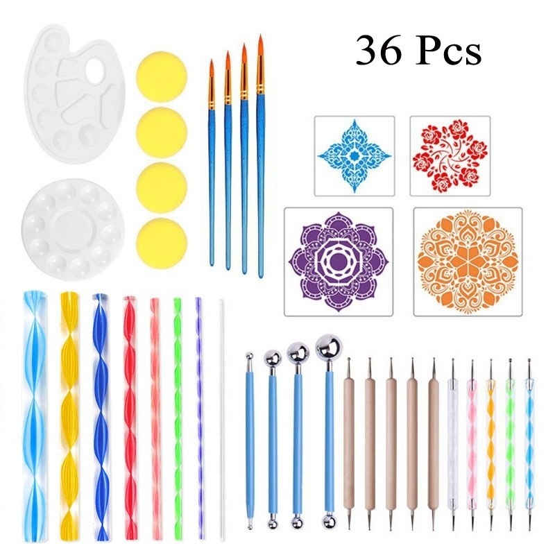 36/33/25/23/19/13PCS Mandala Dotting Tools for Painting Rocks Mandala Painting Dotting Stencil Dot Mandala Kit: 36PCS