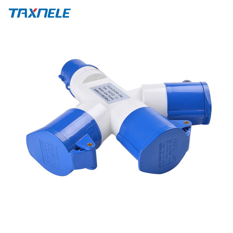 Industrial Multi-functional 3 Pin 16A 220V 2P+E 1 Plug 3 Connnector Waterproof Dustproof IP44 Three-way Plug Socket