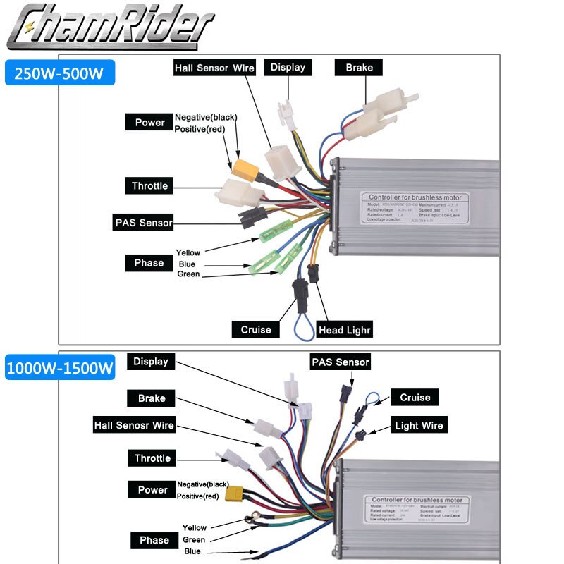 Kontroler Ebike 24V 36V 48V 250W 350W 500W 750W 1000W 1500W bezszczotkowy 6 9 12 18 Mosfet kontroler KT wioślarz elektryczny Accessorice
