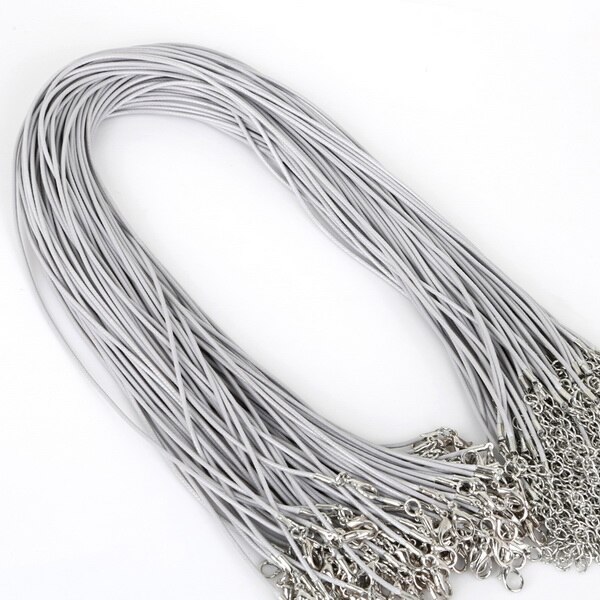 10 stücke Montage 1,5mm Leder String Schnur 45 + 5cm Ketten Karabinerverschluss Einstellbar Armband Charms Anhänger Für DIY Schmuck Erkenntnisse: Grey