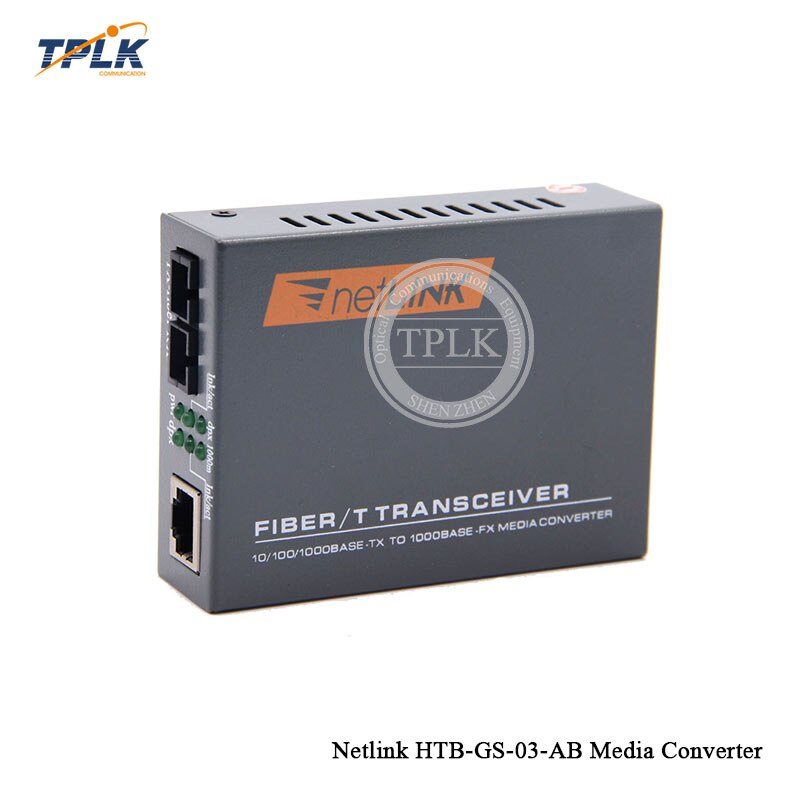 1Pair Gigabit Fiber Optical Media Converter Netlink HTB-GS-03 A/B 20km SC Port External Power Supply SM SingleFiber 1000Mbps