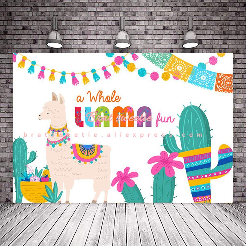 Lama Feestartikelen Bloemen Alpaca Fotografie Achtergronden Vinyl Achtergrond Cartoon Dier Verjaardagsfeestje Decoraties Kids