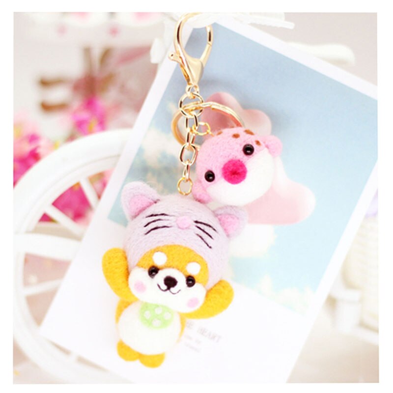 1 zestaw, Wykonany ręcznie diy pakiet materiałów dla szturchać Le placki Shiba Inu żaba grzyb z filcu wełnianego, musisz zrobić do Sama: Ciemny khaki