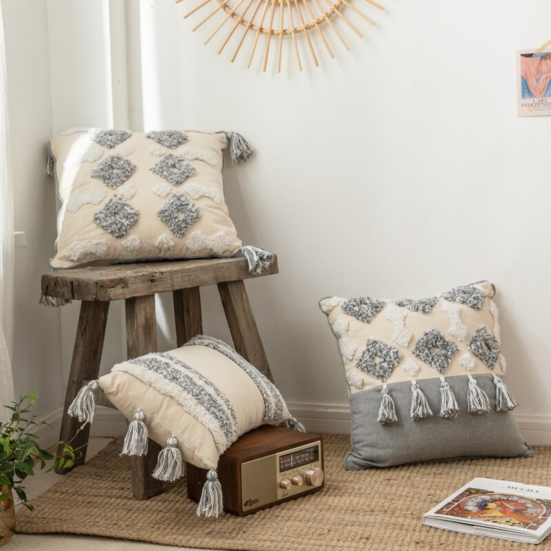 Dekorativ pudebetræk 45*45 nordisk bomuld lærred marokko tuftet kvast sofa sæde bil seng pudebetræk hjem kunst efterår dekor