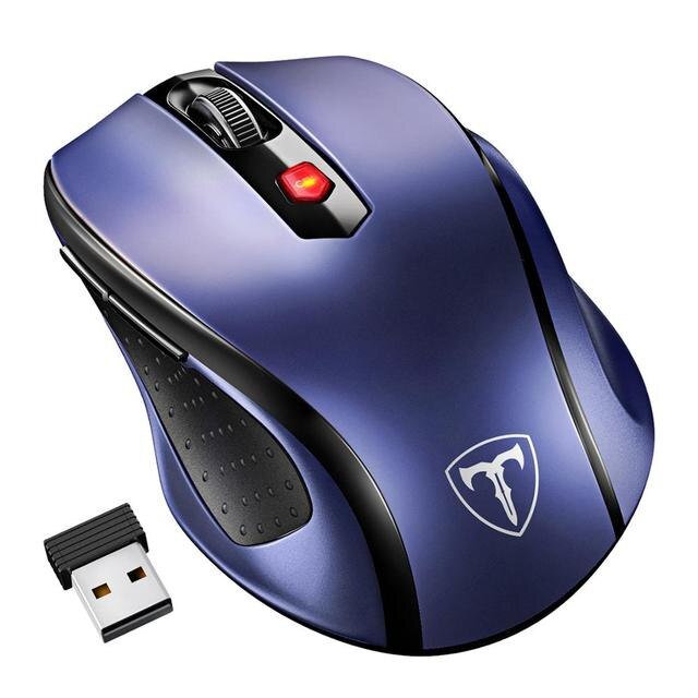 VicTsing — Souris ss fil 2,4 GHz, 2400 DPI, économie d&#39;énergie, PC, Laptop, périphérique non filaire, 6 boutons, ergonomique, basse consommation, MM057 pour ordinateur fixe et portable: Sapphire-Blue