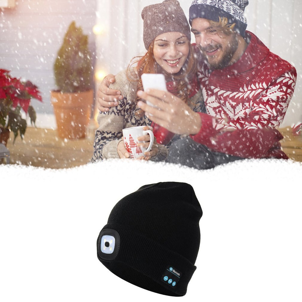 Winter Beanie Hat Wireless Smart Cap Headphone Headset with LED Light Handfree Music Headphone Earphones for