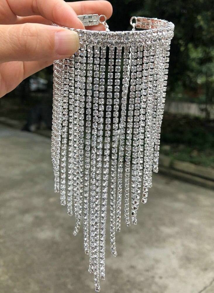 Pulseira de cristal strass, pulseira de braço ab colorido joias de corpo