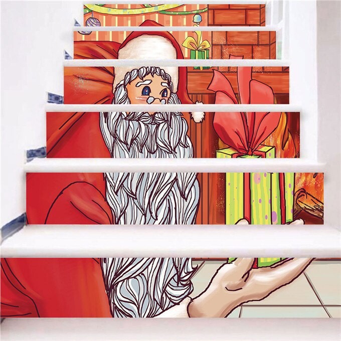Noël bonhomme de neige escalier décor autocollants PVC étanche escalier affiche auto-adhésif papier peint pour couloir escalier décalcomanies: LT208 / 13pcs
