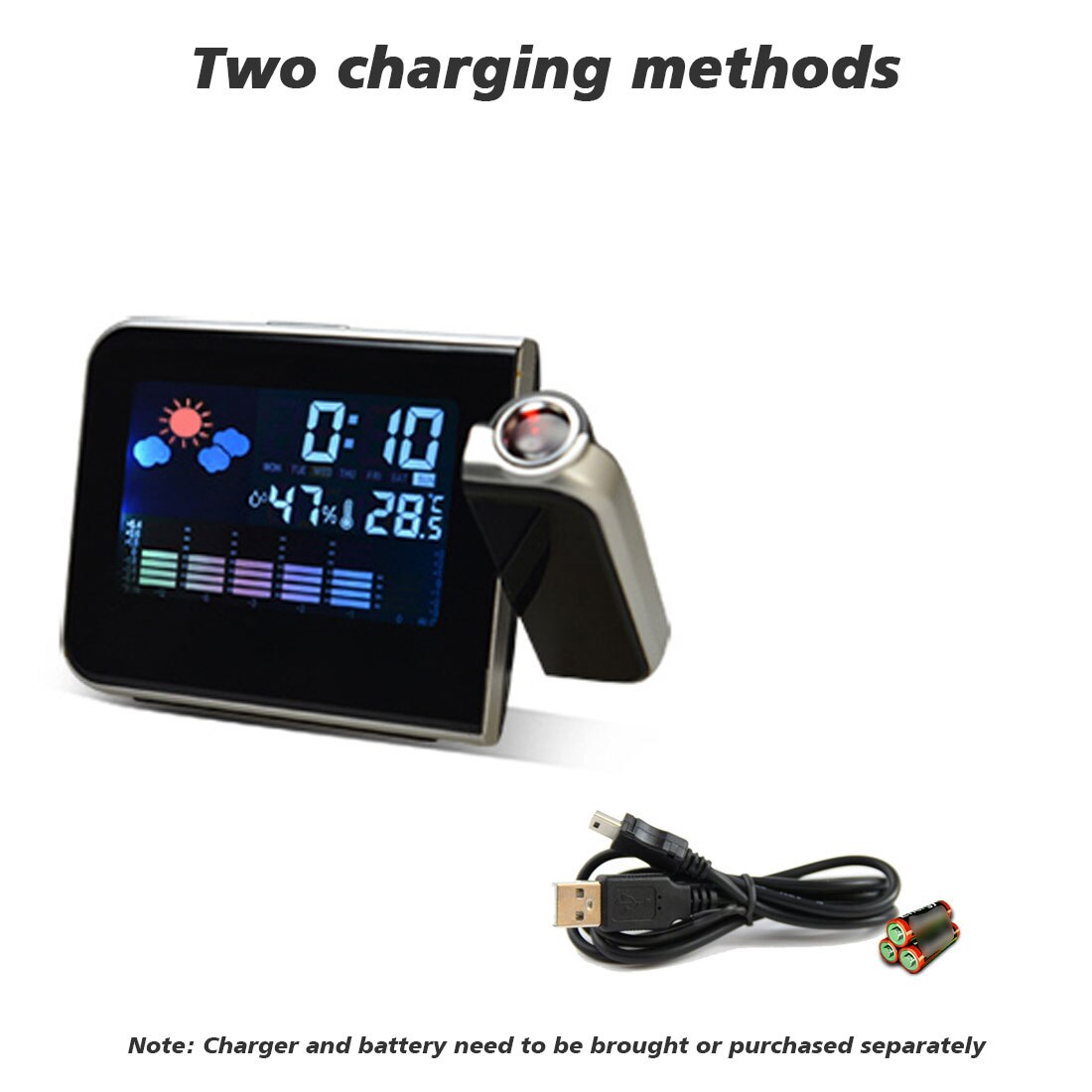 Reloj despertador Digital con proyector de techo, reloj despertador con termómetro de temperatura, indicador de fecha y calendario