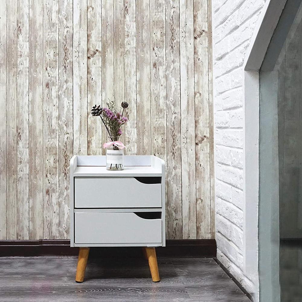 45*200 Self-Adhesive Old Wood Grain Wall Sticker Wood Decoration Wallpaper Panel Stick Wall Interior Decoration Vi Z6O9