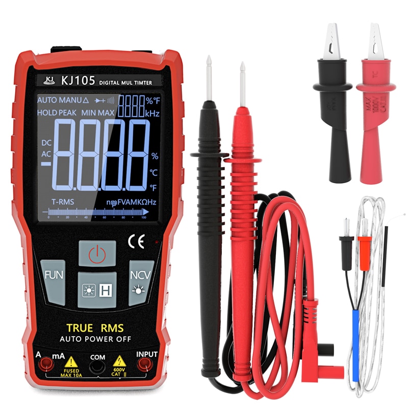 Handskit Digital Multimeter 6000 Counts AC DC Voltage LCD Display Measuring Meter Tester With Test Leads