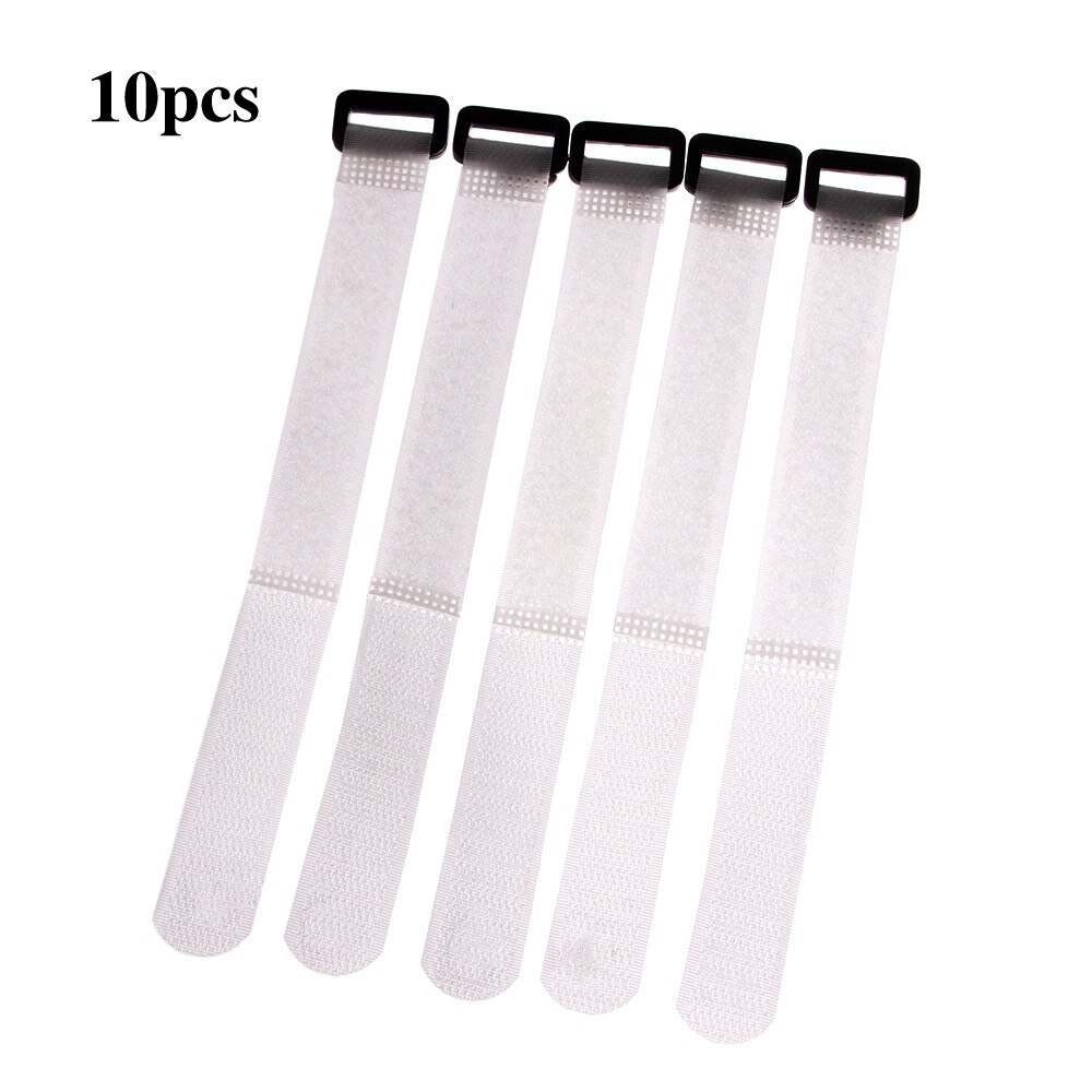 10 Stuk/set 20 Cm Zelfklevende Herbruikbare Kabelbinder Draad Organisator Nylon Sluiting Klittenband Riem Cord Ties: white(10pcs)