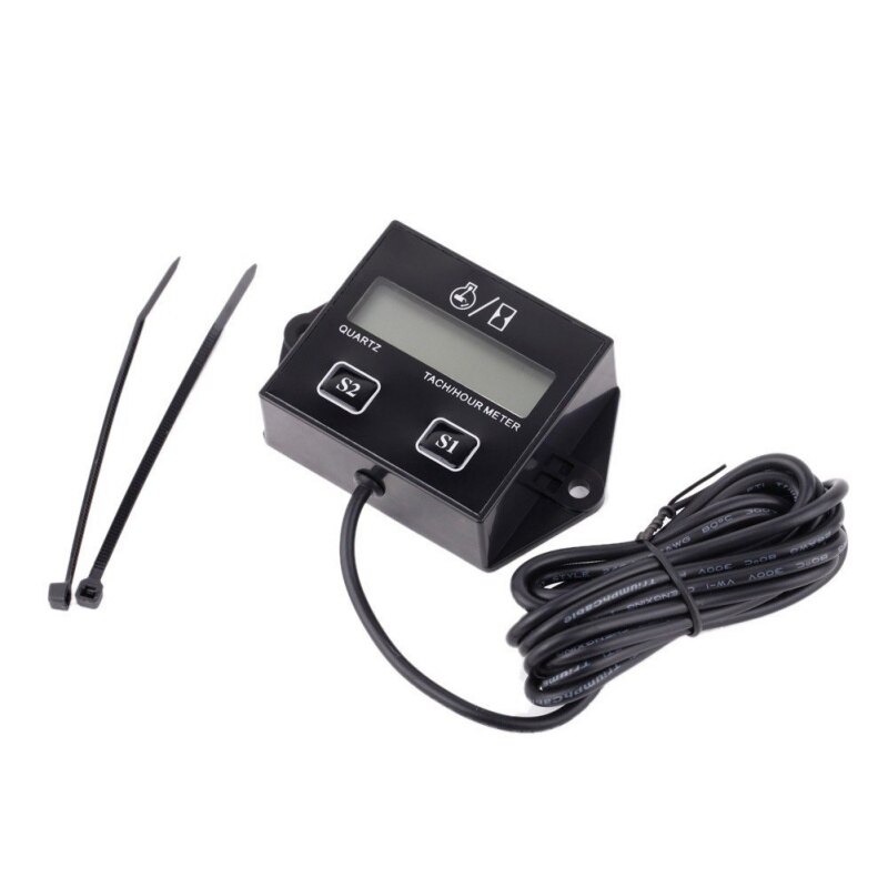 Inductive Hour Meter Portable Waterproof Spark Plugs Engine Digital Hour Meter Tachometer LCD Display Gauge