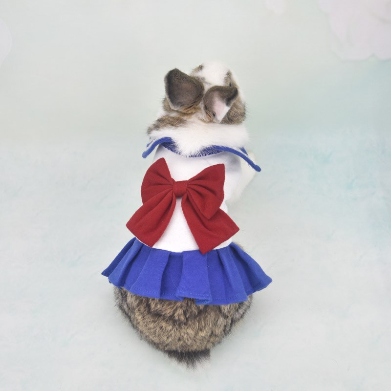 Bunny Rabbit Guinea Pig Bow Dress Tutu Skirt Clothes For Small Dog Cat Chihuahua Small Animal Chinchilla Costume Vest Hoodie: Navy Blue / XS